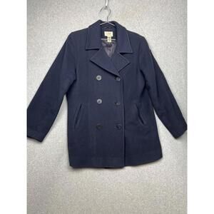Vintage LL Bean Wool Pea Coat Womens 16 Navy Nautical Classic Classy